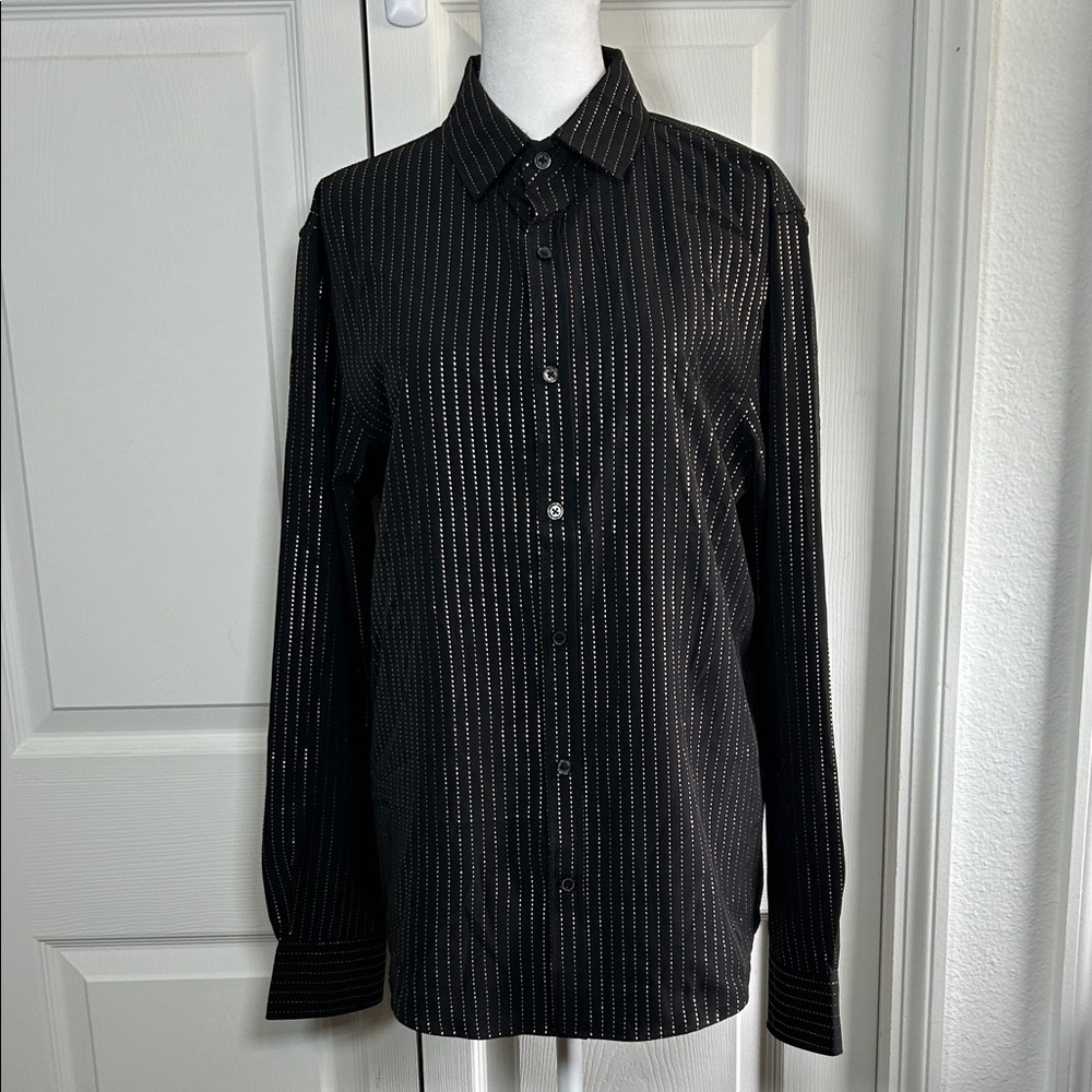 Elegant Black Striped Men's Shirt